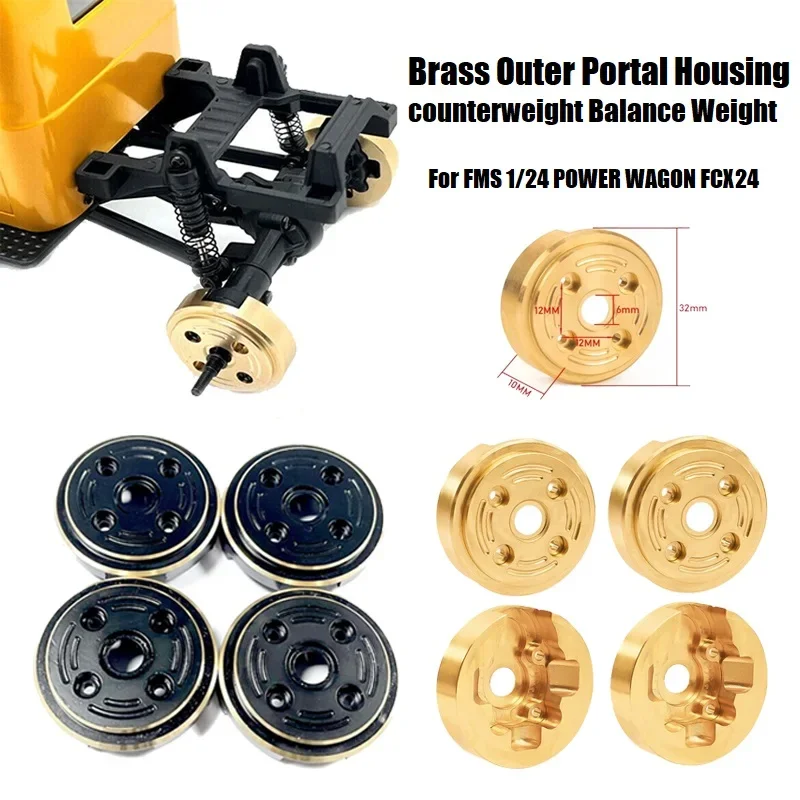Rcgofollow 2/4 stücke messing portal achse gegengewicht balance gewicht für fms 1/24 kraft wagen fcx24 fcx18 rc crawler buggy autoteile