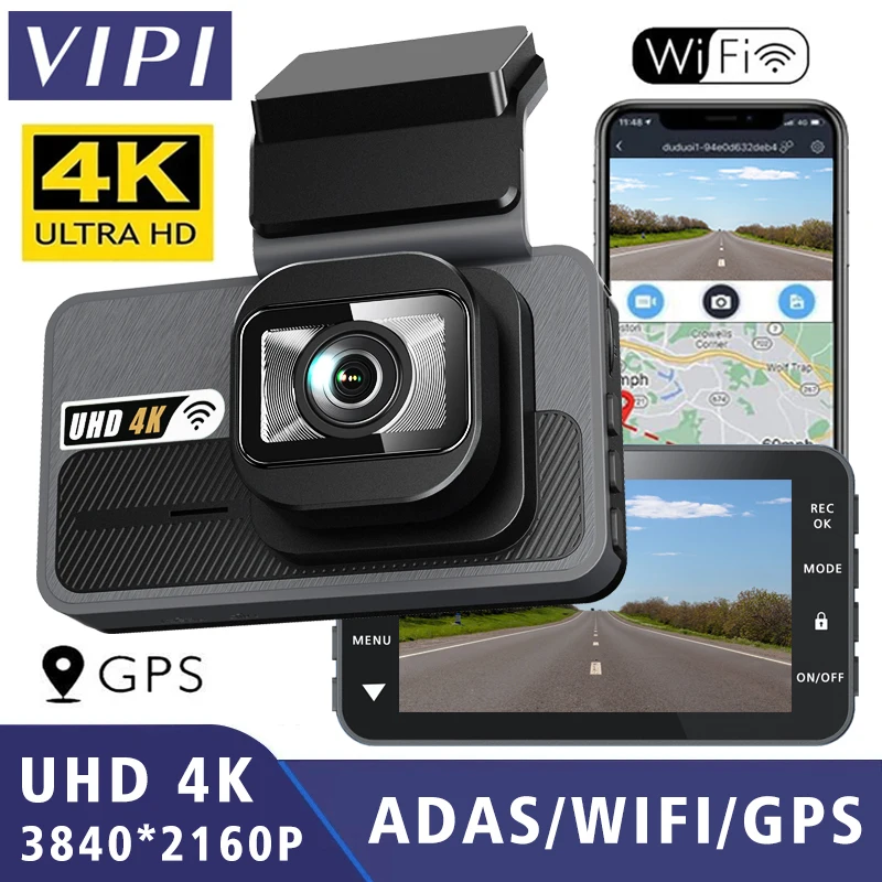 4K 2160P ADAS Dash Cam WIFI GPS Auto DVR Kamera Dual Objektiv Dashcam Video Drive Recorder Registrar Black box AI Fahrer Unterstützung Image