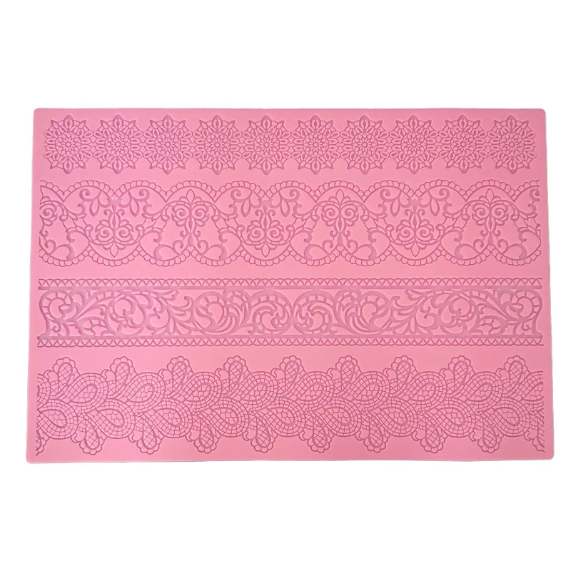 Food Grade Linie Spitze Pad Backen Silikon Matte Spitze Embosser Mold Fondant Kuchen Grenze Gebäck Dekoration Werkzeuge Image