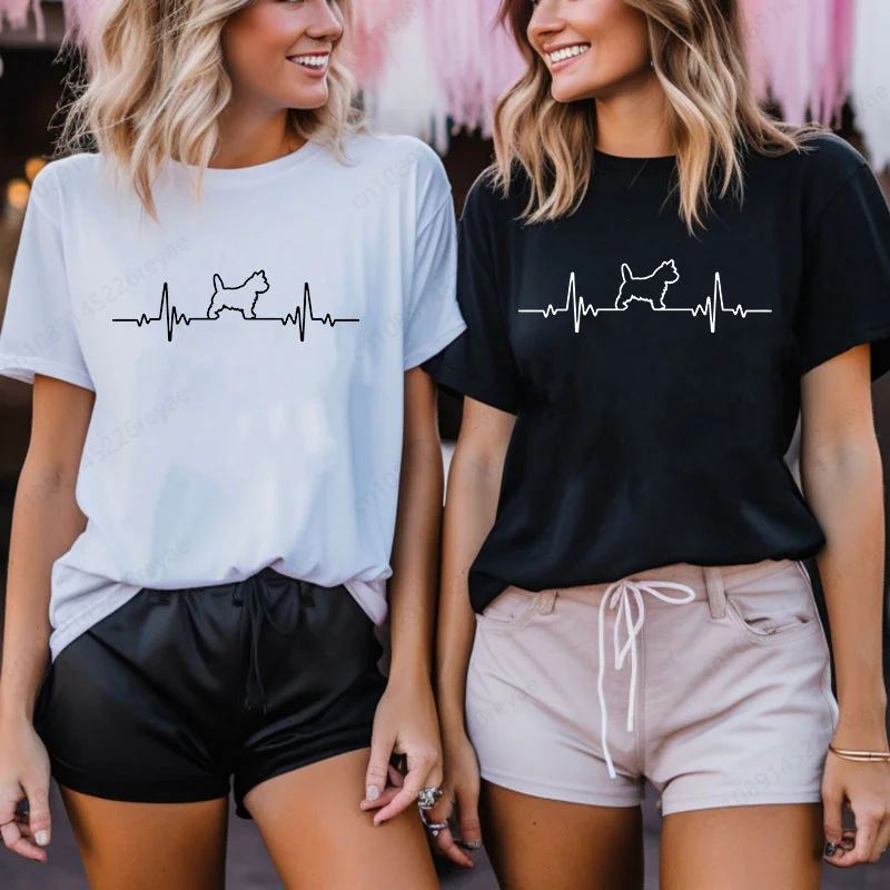 Das Leben ist besser mit einem Cairn Terrier T-Shirts Frauen T-Shirts schwarz T-Shirt Hip Hop Mädchen gedruckt Top Streetwear Harajuku lustige T-Shirt