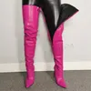 BERZIMER Damen-Stiefel mit hohem Schritt, Kunstleder, High Heels, seitlicher Reißverschluss, Overknee-Stiefel, Damenschuhe, Damen, große Größe 43, 44, 45, 46 47