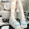 Little Angel Bone Original Style Subkultur Y2K Plateauschuhe Punk Round Toe Hot Girl Leder Pump Schuhe