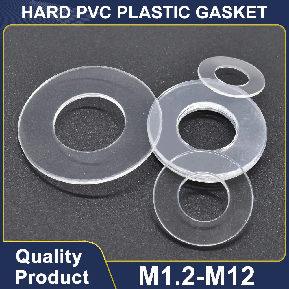 M1,2 M1,4 M1,7 M1,8 M2 M2,5 M3 M3,5 M4 M5 M6 M8 M10 M12 Hart-PVC-Kunststoff-Isolierung Transparenter Dichtungsring Abstandshalter Unterlegscheibe Image