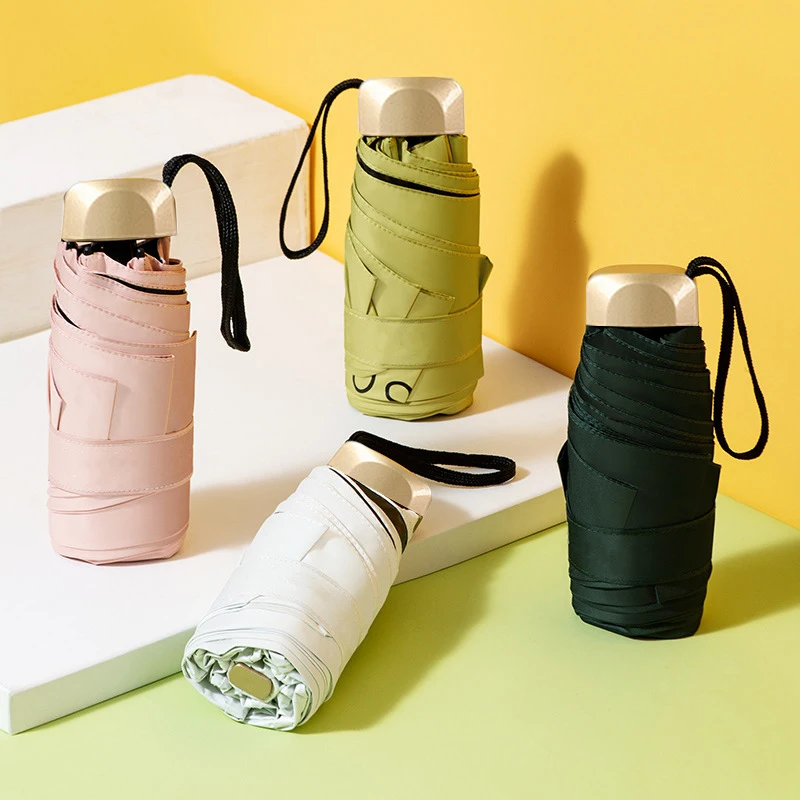 Mini Sunumbrella Taschenschirm Vinyl faltbar UV-Schutz Sonnenschirm Taschenschirm Kapselschirm zwq Image