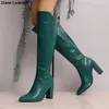 Elegante kniehohe Stiefel für Damen, 2025, Herbst und Winter, hohe Stiefel für Damen, Reißverschluss, Absätze, Weiß, Grün, lange Schuhe, Damen, große Größe 48