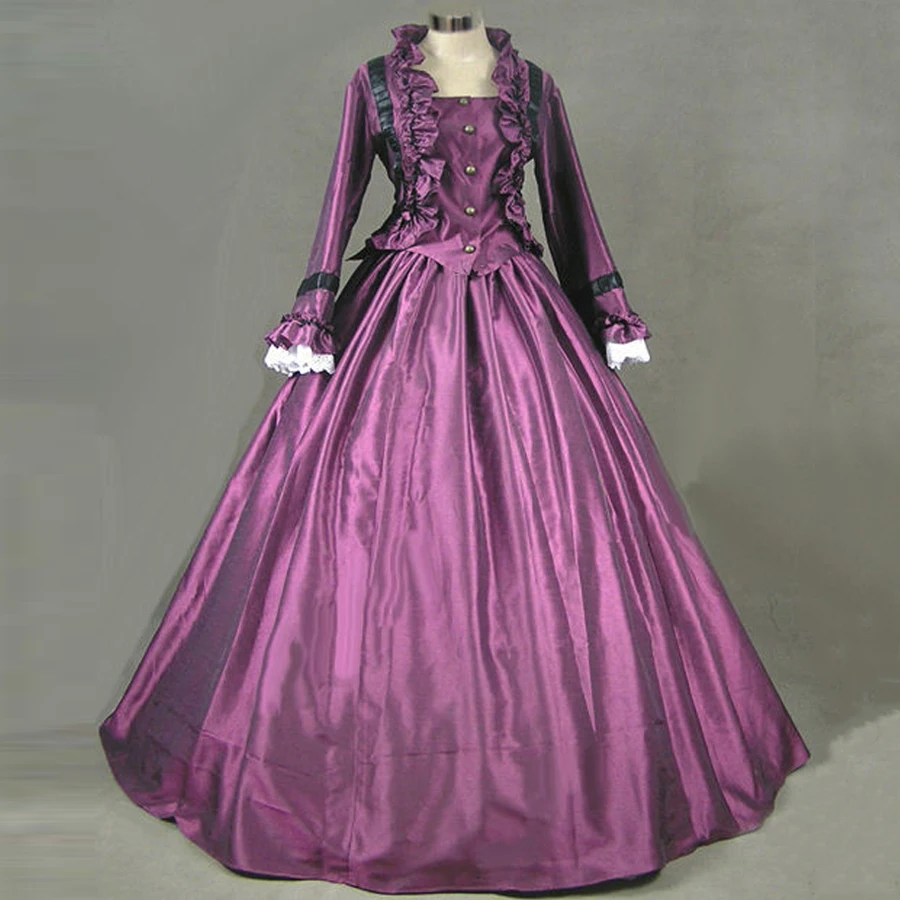 Neue Europäische Mode frauen Zwei-Stück Gothic Kleid Weibliche Lange Viktorianischen Kleid Vintage Halloween Kostüm Party Verband Kleid Image