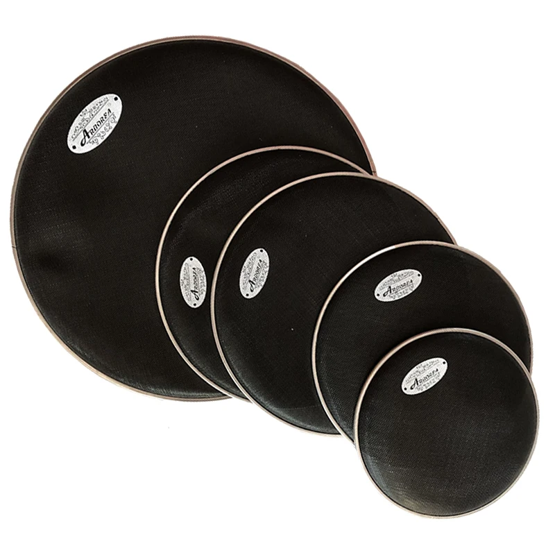 Fünf Stück Arborea Black Mesh Drum Head 10/12/14/16/22 Zoll für stummen Sound Image