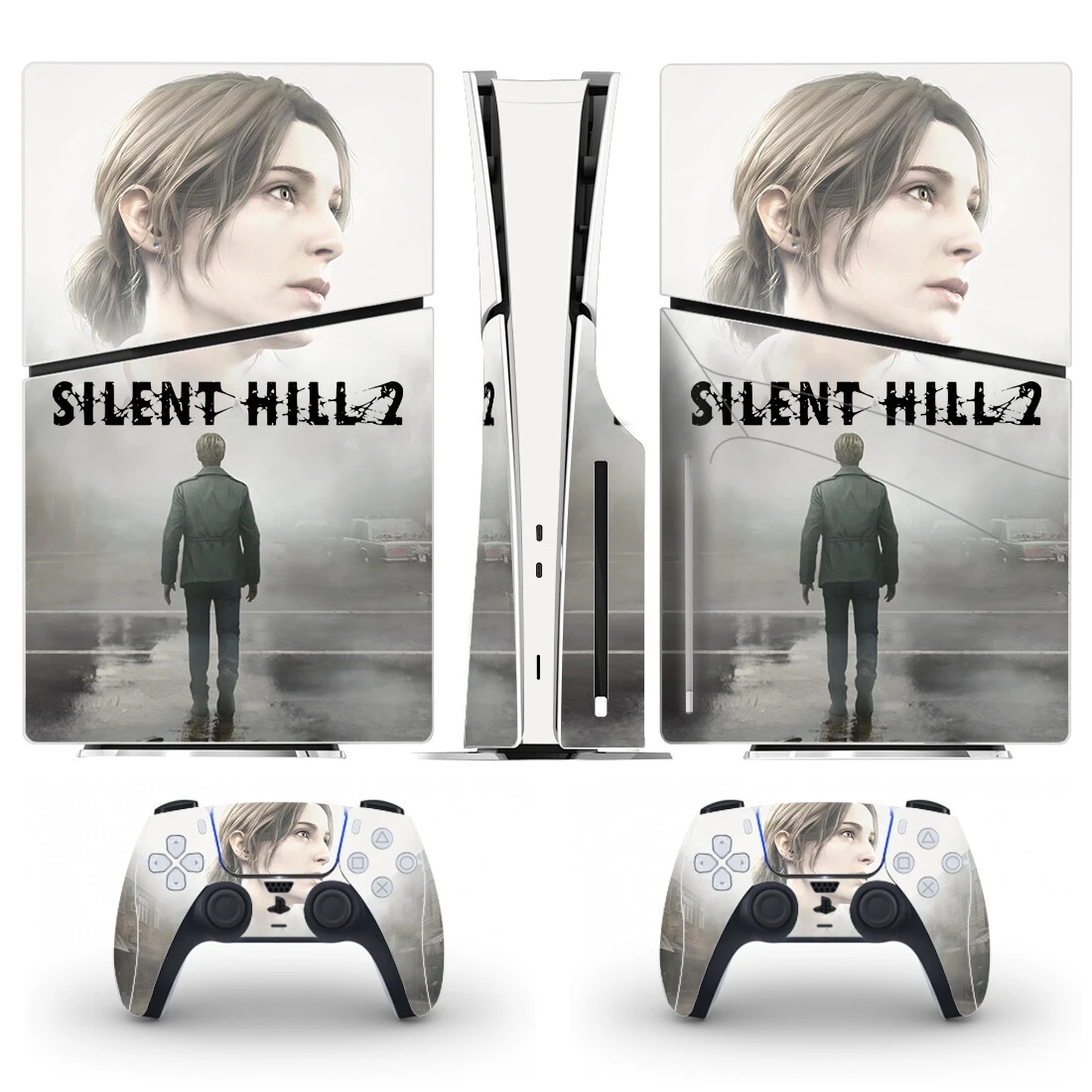Silent Hill 2 PS5 Slim Disc Skin Aufkleber Aufkleber Cover für Konsole und 2 Controller Neues PS5 Slim Disk Skin Vinyl Image