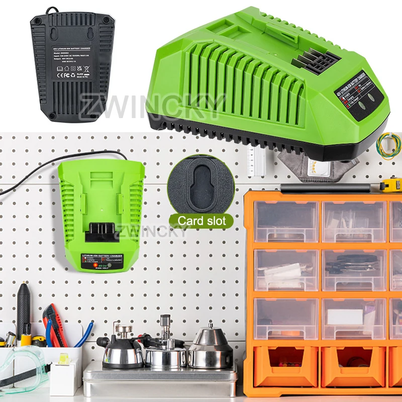 Für Greenworks 40 V Li-Ionen-Akku-Ersatzladegerät mit zwei USB-Ladeanschlüssen und Überladeschutz für 29472 29482 Image
