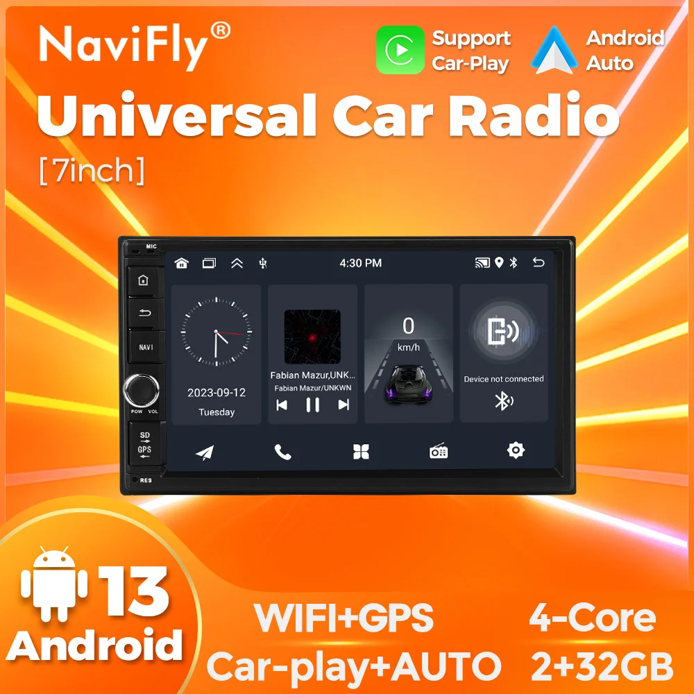 Navifly 2 Din links mit Knopf 7 Zoll 8227 Universal Autoradio Android Autoradio Multimedia Player Wireless Carplay Android AUTO Image