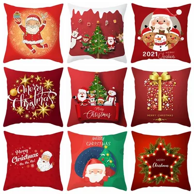 45 * 45 cm Rot Frohe Weihnachten Kissenbezug Kissenbezug Weihnachtsdekorationen für Zuhause 2024 Image