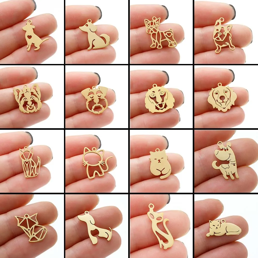 5 teile/los Edelstahl niedlichen Dackel Charms für Schmuck machen Haustier Hund Katze Anhänger Herz Halskette Charme DIY Mädchen Schmuckstück Image