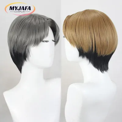 Kishibe cosplay perücke hochwertige graues schwarzes hitze beständiges synthetisches haar anime Image