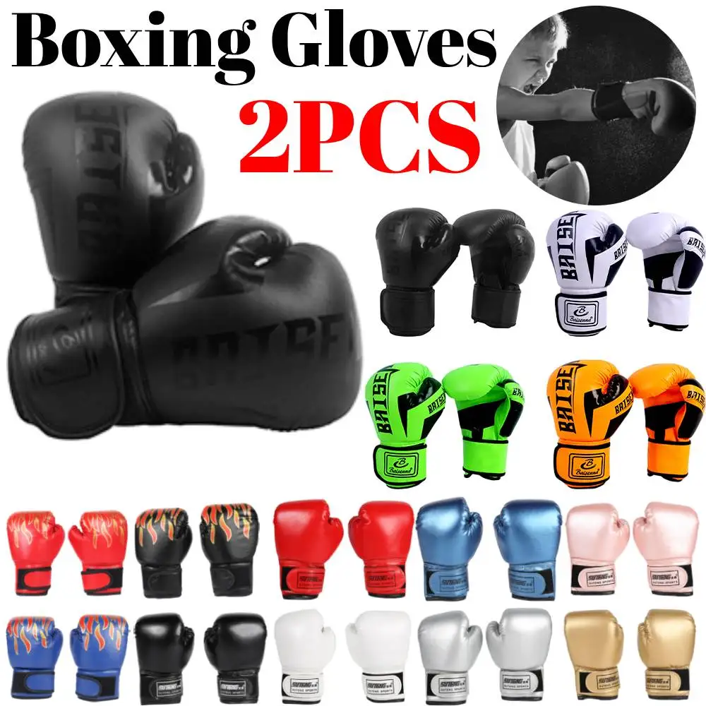 Box handschuhe für Erwachsene Kinder Boxtraining Kampf handschuhe Pu Leder Muay Thai Guantes Kickboxen Karate Sanda Handschuhe Image
