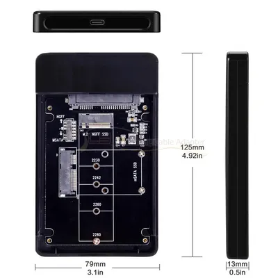 Combo M.2 NGFF B-schlüssel & mSATA SSD zu USB Typ-C Konverter Fall Gehäuse mit Schalter