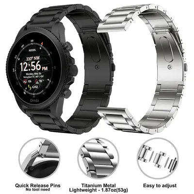 22mm Uhr Titan Metallband für Fossil GEN 6 44mm GEN 5 5e LTE 45mm Smartwatch HR Band Sport Armband Ersatz Uhrenarmbänder