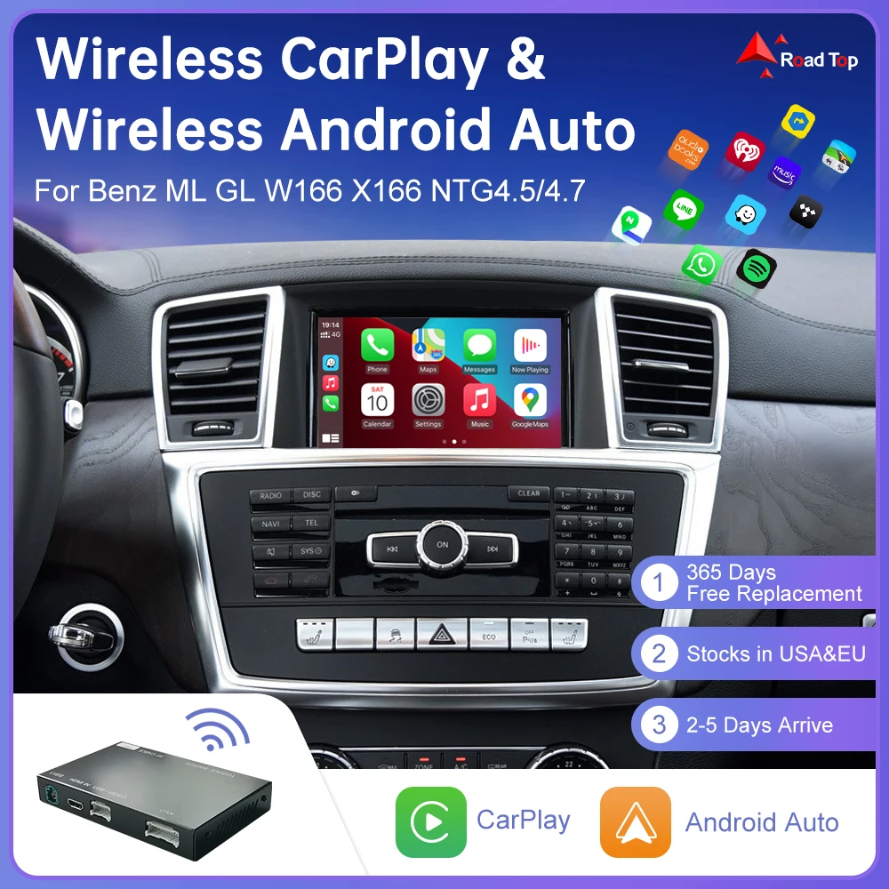 Kabelloses Carplay für Mercedes Benz ml gl w166 x166 ntg4.5/4,7 2013-2015 Android Auto Mirror Link Airplay Auto spielen Bluetooth USB Image
