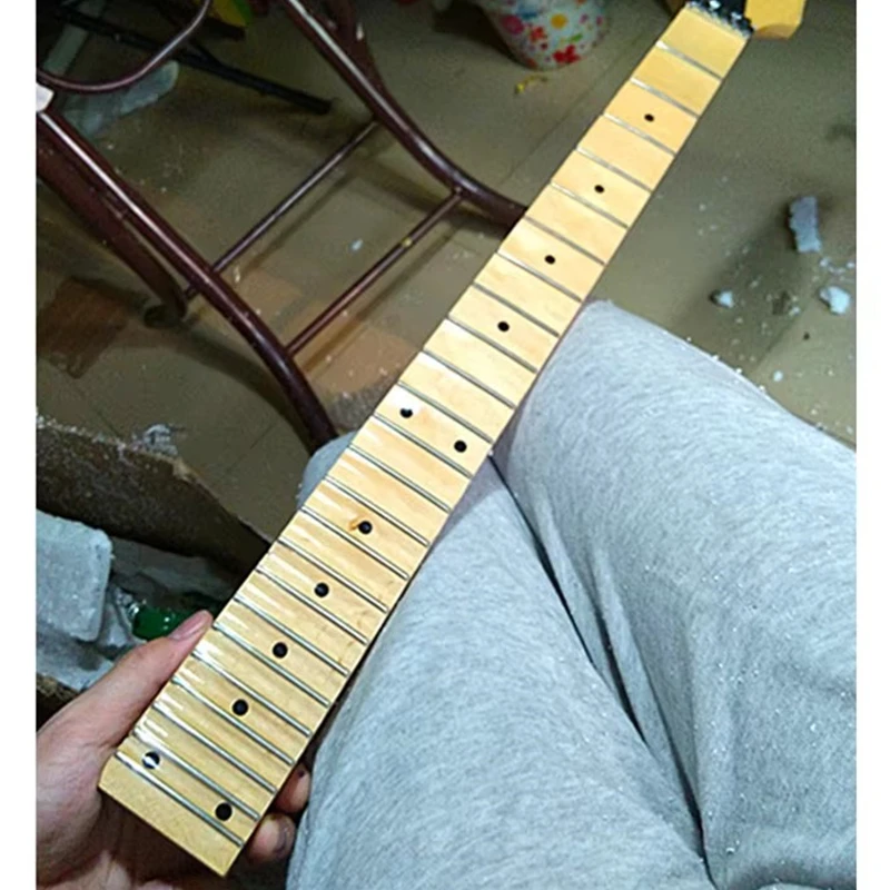 24 Bünde, glänzende Farbe, Ahorn, E-Gitarre, Hals, Ahorn, Jakobsmuschel, Griffbrett, Inlay, Punkte, Gitarrenzubehör, Teile Image