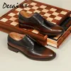 DESAI Block geschnitzte Herrenschuhe, atmungsaktive Retro-Casual-Lederschuhe aus echtem Leder,