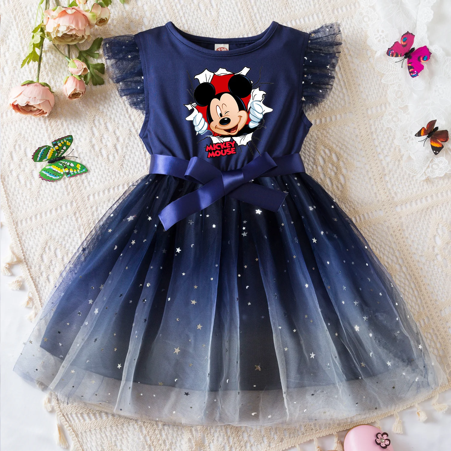 Mickey Minnie Maus Sommer Kleinkind Mädchen Kleid Prinzessin Star Baby Mädchen Kleidung Tüll Tutu Kleid für Kinder Party kleid 2-6y Image