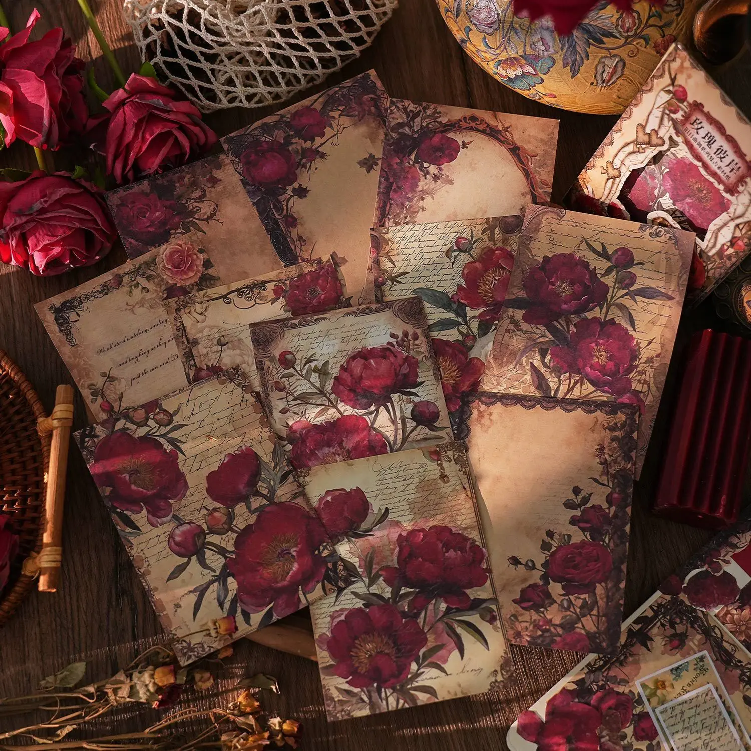 20 Blatt Vintage Rose Ledger Hintergrund dekorative Notiz Papier Planer dekorative Tagebuch Album Scrap booking Hintergrund papier Image