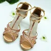 Evkoo dance diy tanz schuhe für frauen latein salsa tanz 7cm satin strass party t-bar ballsaal tanz schuhe frauen schuhe zum verkauf