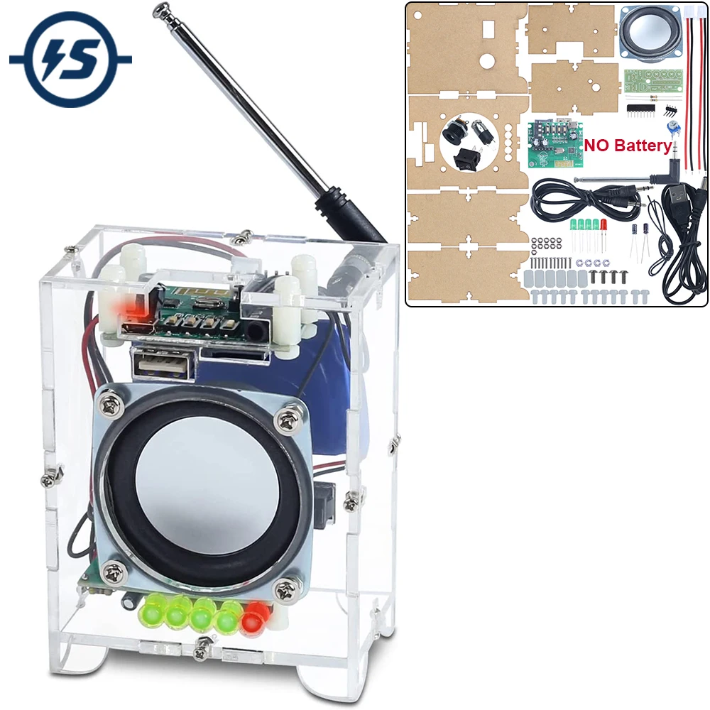 DIY elektronisches Radio-Kit Bluetooth-kompatibler Verstärker Lautsprecher 87-108MHz FM Radio Empfänger U-Disk/TF-Karte Musik-Player-Modul Image