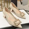 High Heels Schuhe Frauen Frühjahr Neue Koreanische Version Perle Strass Spitz frauen Schuhe Chunky Heels Pumps Zapatillas Mujer