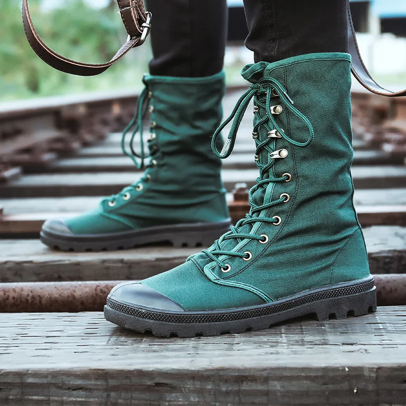 Männer Stiefel Outdoor Mode männer Casual Schuhe Leinwand High Top Schuhe Stiefeletten Schwarz High Top Stiefel