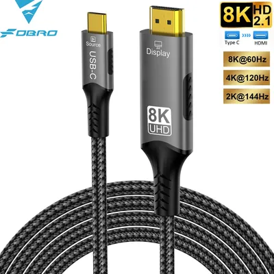 8K USB C auf HDMI Kabel 2.1 Adapter 32,4 Gbit/s 4K@120 Hz HDR10+ Dolby Vision für MacBook Pro/M1/M2/Kabel für Laptop Tablet Galaxy S24 Image
