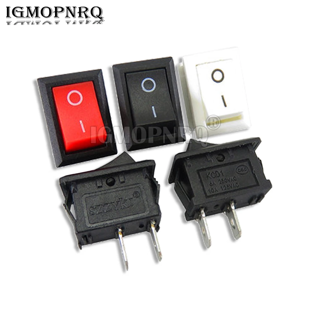 10PCS KCD01-117S 15x21 2Pin Schwarz Rot Weiß AUF/OFF SPST Panel Mount Rocker Schalter AC 6A/250V 10A/125V Netzschalter KCD01 15*21mm Image