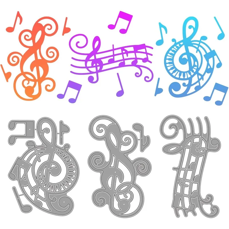 3 stücke Musik note Schneiden stirbt Musiknoten Prägen Schablonen Musik Party Dekorationen Vorlage für Musik Thema Karte Scrap booking Image