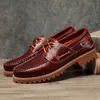 Fashion Echtes Leder männer Müßiggänger Weiche Casual Schuhe Mokassins Boot Schuhe Plattform