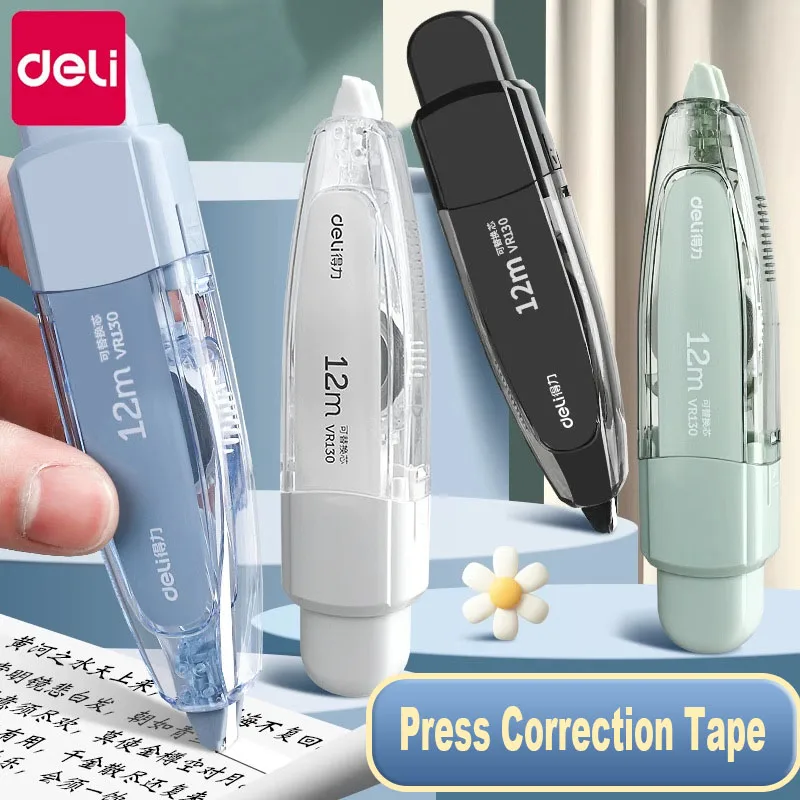 Press-Korrekturband-Set, 5 mm x 12 m, große Kapazität, Nachfüllung, Ersatz für Schreibwaren, Schule, Bürobedarf, Stift-Stil, Korrekturband Image