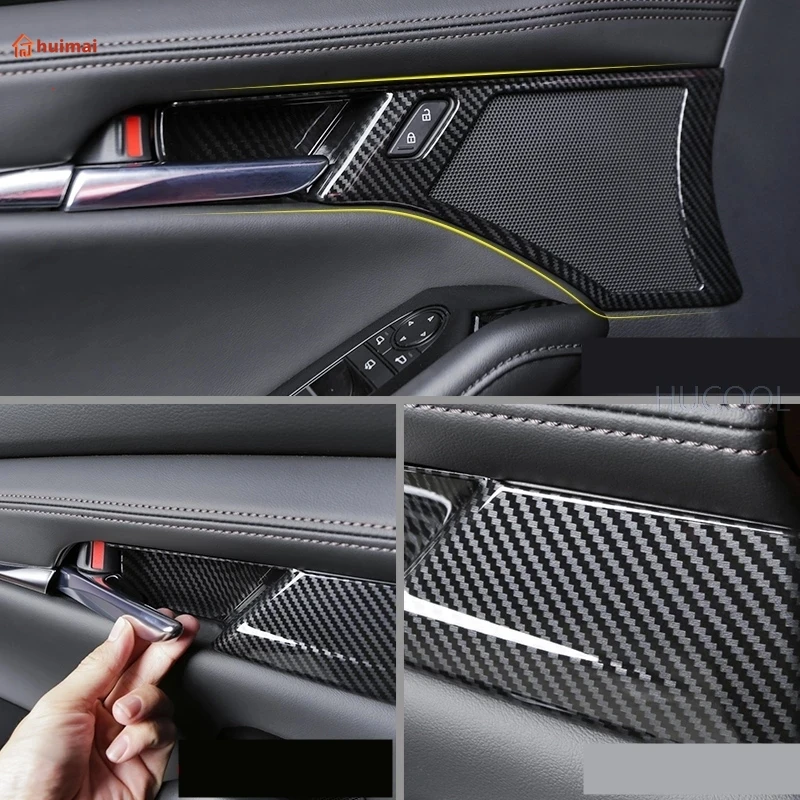 Für Mazda 3 Axela Limousine BP Zubehör Inneren Tür Schüssel Griff Trim Abdeckung Rahmen ABS Carbon Innenleisten Änderung Image