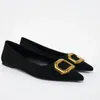 2025 sommer Marke Designer Frauen Kleid Schuhe Mode Metall Schnalle Slip auf Spitz Elegante Schwarz Büro Damen Schuhe Große Größe