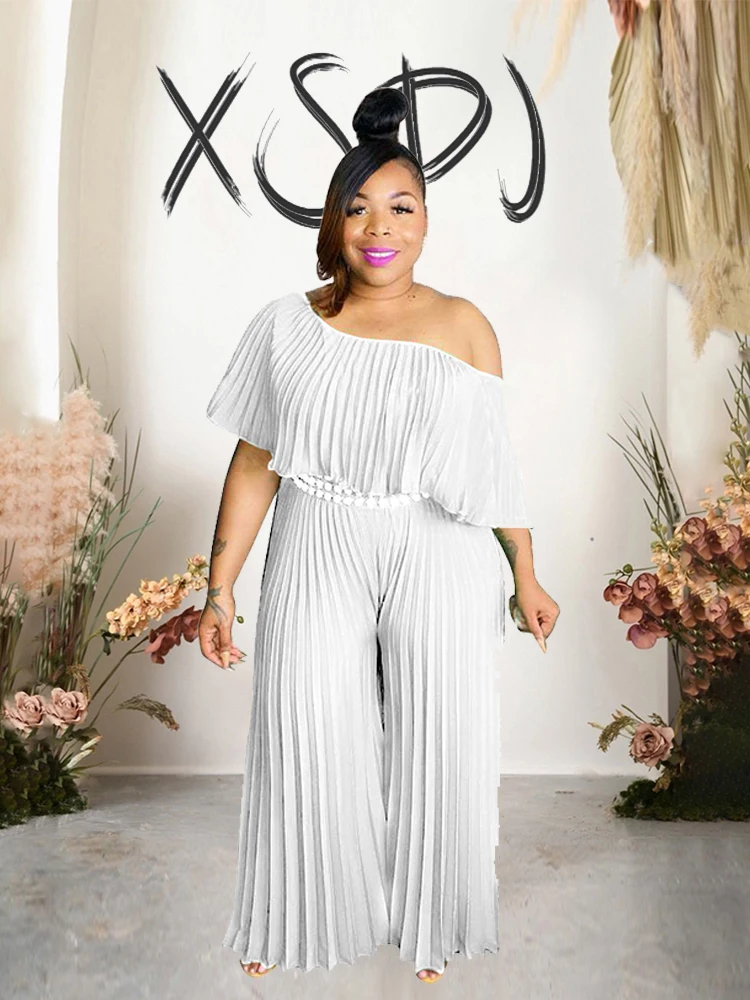 Ganzkörper overall für Frauen Sommer eleganter Overall von der Schulter sexy plissierter Overall plus Größe Großhandel Drops hipping Image