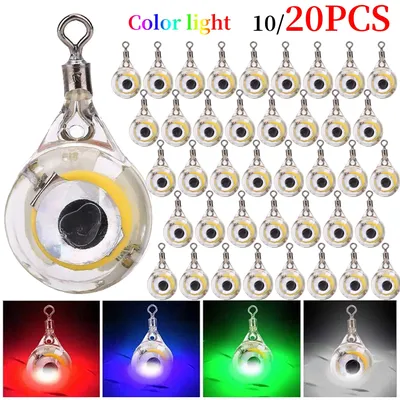 10/20PCS LED Attracting Fish Light Eye Shape Luminous Fish Lamp Lure Deep Drop Colorful Electronic