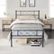 Twin Metal Platform Bed Frame Mattress Foundation No Box Spring Needed Under Bed Storage Steel Slats