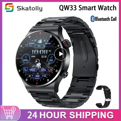 QW33 Smart Watch Men Bluetooth Call ECG+PPG Health Monitoring Smartwatch Rotate Button HD Screen For