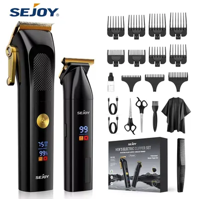 SEJOY 2 Pcs/set Hair Clippers Men Trimmer Kit for Barber Mens Beard Haircut Set Professional Hair