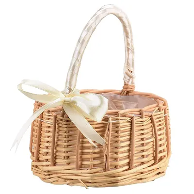 Handwoven Basket Wicker Rattan Flower Wood Chip Picnic Basket Flower Girl Basket Wedding Birthday