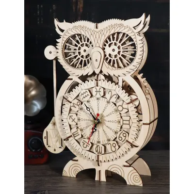 3D Wooden Puzzle Owl Clock Model Kits To Build Wooden Construction Handmade Craft Unique Christmas