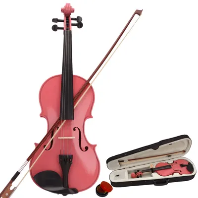 1/8 Pink Violin for Kids Ages 5-9 Beginner Kids Violin Solid Wood Fiddle Violin for Beginners Small