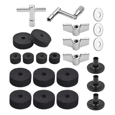 23pcs Cymbal Replacement Accessories Drum Parts with Stand Felts Drum Cymbal Felt Pad Include