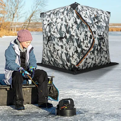 Portable Ice Fishing Tent 57*57*65 In 210d Oxford Cloth Playdates D-shaped Door