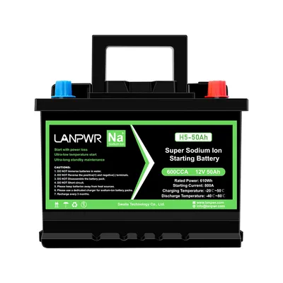 LANPWR 600CCA 12V 50Ah Sodium Ion Battery 610Wh Energy High Power Fast Charging 6000 Cycles Battery