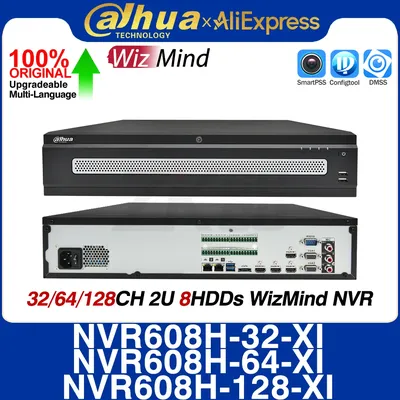 Dahua NVR NVR608H-32-XI NVR608H-64-XI NVR608H-128-XI 32/64/128CH 2U 8HDDs WizMind Network Video