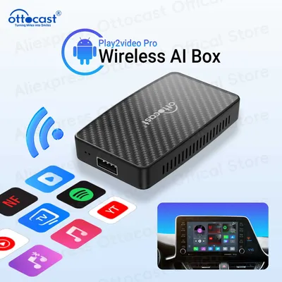 OTTOCAST Play2Video Pro Wireless CarPlay Android Auto Adapter for Youtuber for NetFlix Car