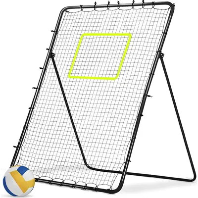 Volleyball Rebounder Net 5x7ft Volleyball Bounce Back Net, 5 Adjustable Rebound Angles with Neon